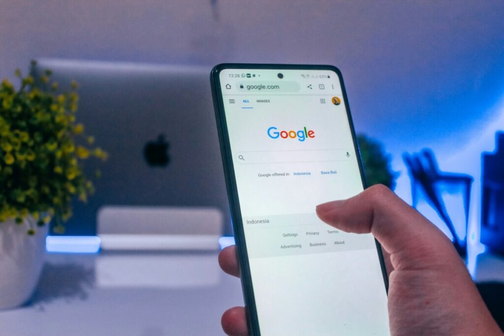 phone with showing google search on browser